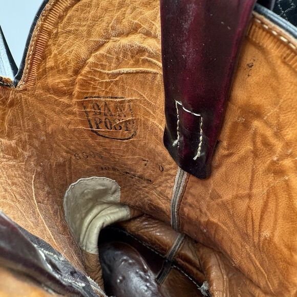 Dan Post Embroidered Black Leather Cowboy Boots Men’s 7 Vintage - Picture 5 of 12